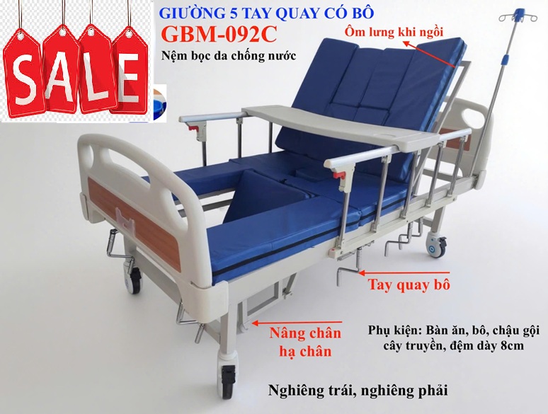 Giường bệnh nhân 5 tay quay GBM 092C